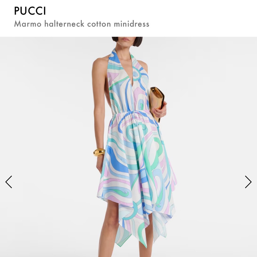 Emilio Pucci Pastel Marble Halterneck Midi Dress - Blue, Pink, Mint